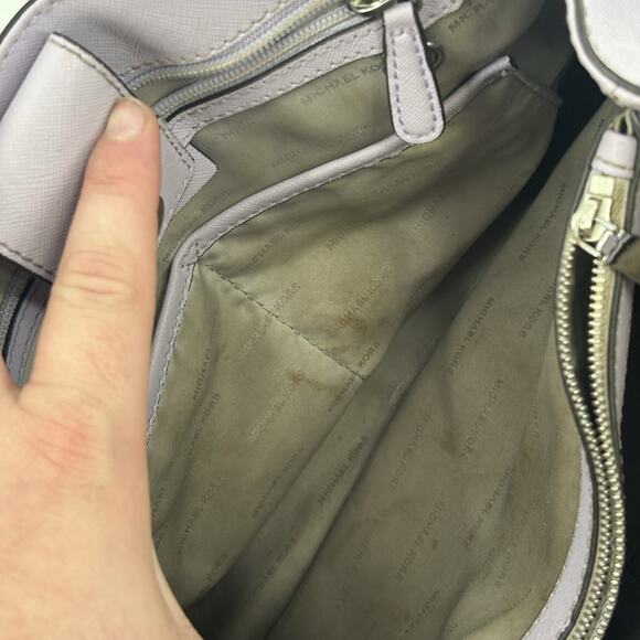 MICHAEL KORS Cynthia Convertible Satchel Purple Crossbody Dual Chain Handles - Picture 10 of 14